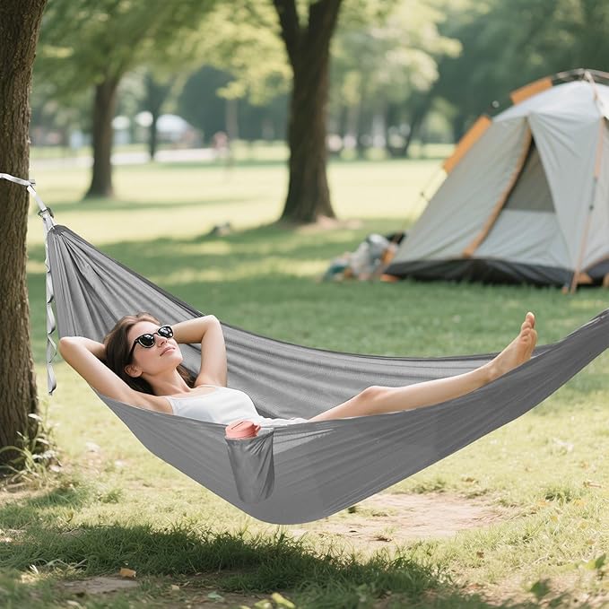 Gray Gradient 330lb Capacity Hammocks for Camping with Tree Straps Tree Hammock for Patio Backyard Lounge Base hamaca para acampar