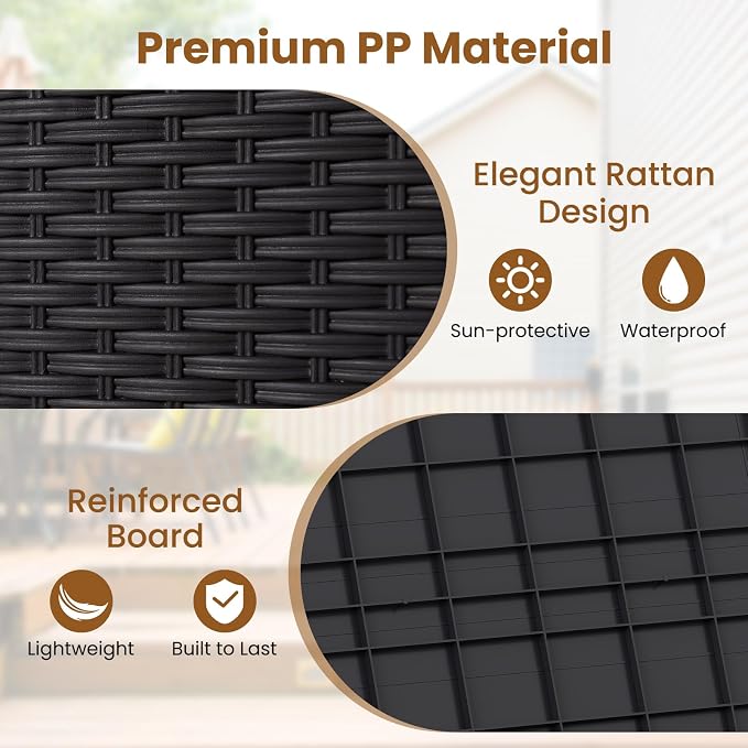 Tangkula 25 Gallon Outdoor Storage Box, Waterproof PP Resin Patio Storage Box with with Lockable Lid for Indoor & Outdoor Use, 2-in-1 Rattan Design Deck Box for Patio Cushions, Garden Tools