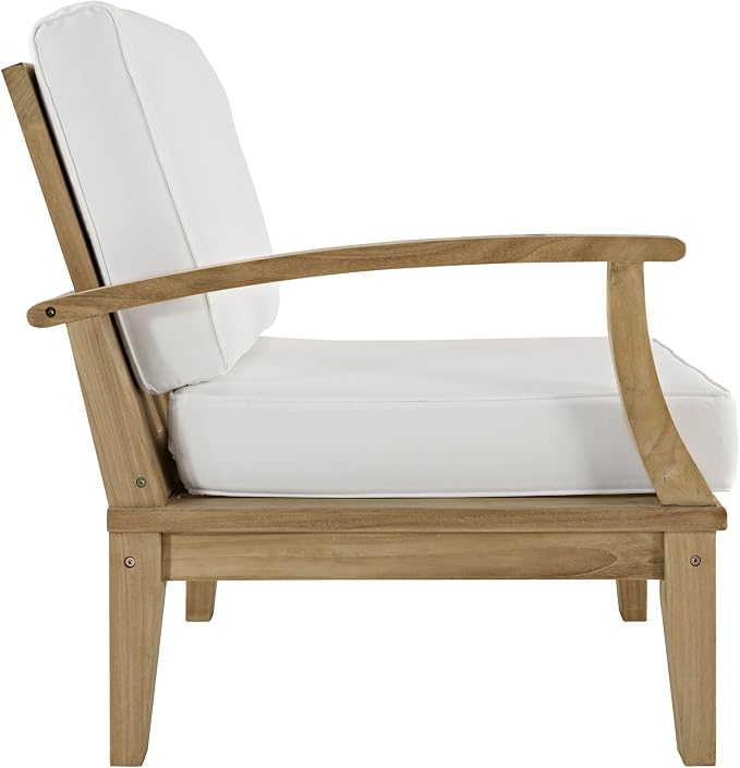 Modway EEI-1822-NAT-WHI-SET Marina Premium Grade A Teak Wood Outdoor Patio Furniture Set, 2 Piece, Natural White
