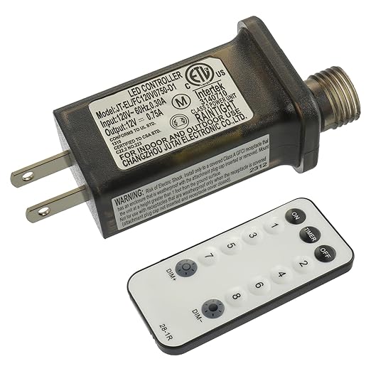 12V 9W 8 Mode LED Controller with Memory Function and IR Remote Control Low Voltage Transformer for Holiday String Lights,not Fit for 8 Mode with Control Box and 1 Mode String Light(1 pcs)