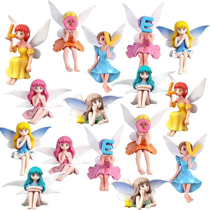 16Pcs Mini Fairy Garden Accessories Outdoor, Fairies for Fairy Garden | Small Fairies Figurines, For Decor Cake