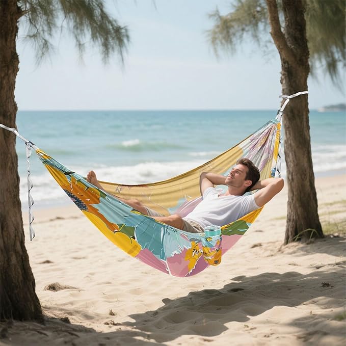 Summer Flowers 330lb Capacity Hammocks with Tree Straps Fabric Hammock for Outside Patio Backyard Poolside Bases para hamacas para adultos