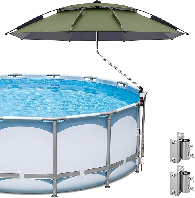 Thinkday Above Ground Pool Umbrellas Adjustable Outdoor Swimming Pool Umbrella for Patio Garden Standing Canopy Must Have Summer Accessories