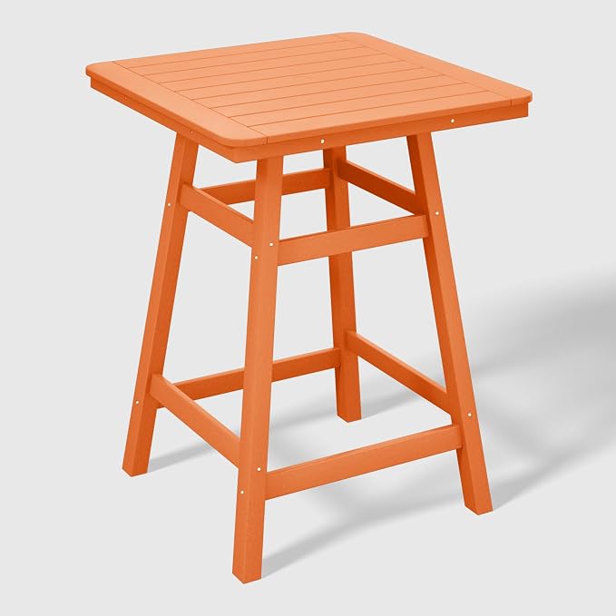 WestinTrends Malibu Square Outdoor Patio Counter High Bistro Bar Table with Umbrella Hole 37" Tall, Orange