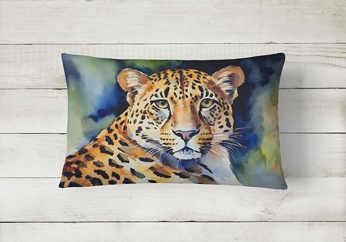 Caroline's Treasures DAC2949PW1216 Leopard Throw Pillow Machine Washable, Indoor Outdoor Decorative Pillow for Couch, Bed or Patio, 12HX16W