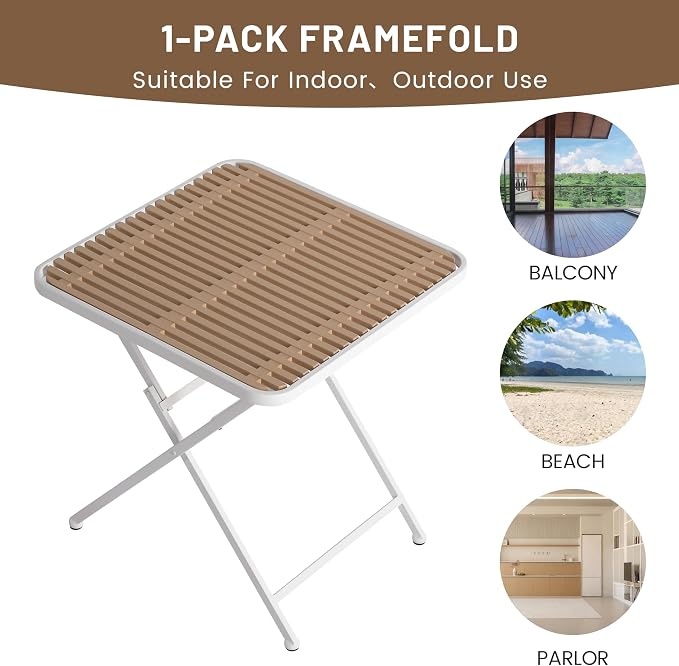 LUMISOL 5 Piece Outdoor Dining Table Set, All Weather Square Table and Chairs Set with Striped Color Block Chairs and Sturdy Metal Legs for Garden, Backyard, Poolside, Beige+Orange+White