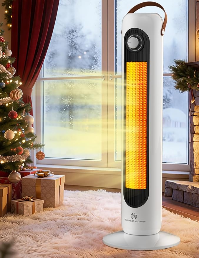 Patio Heaters for Outdoor Use w/4 Modes, Heating 350Sq.ft in 1S, 1500W PTC Ceramic Electric Heater, Overheating & Tip-Over Protection, 70° Oscillating Space Heaters for Indoor Use Large Room