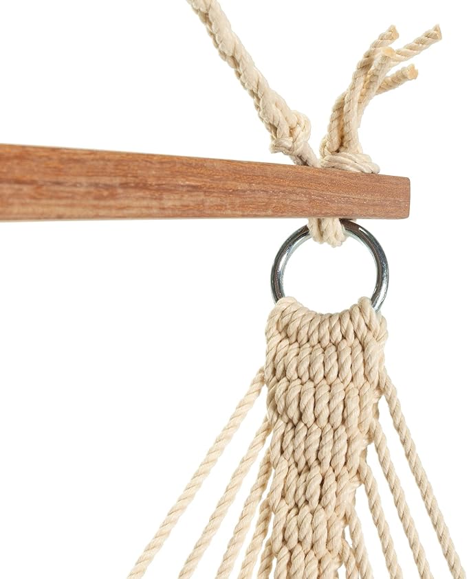 Hatteras Hammocks Cast Slate Sunbrella Tufted Single Swing – 300 lb Capacity, Indoor/Outdoor, Cumaru Spreader Bar – Handcrafted in The USA