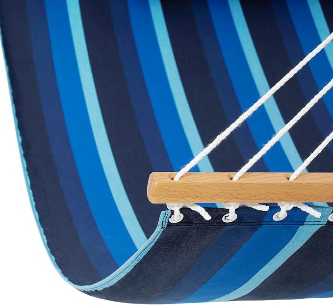 Lazy Daze Hammocks 12 FT Sunbrella Fabric Hammock not Fading with Spreader Bars and Free Pillow Fits for 2 Persons, All Weather and Fade Resistant for Patio Yard, 450 lbs Capacity, Gateway Indigo