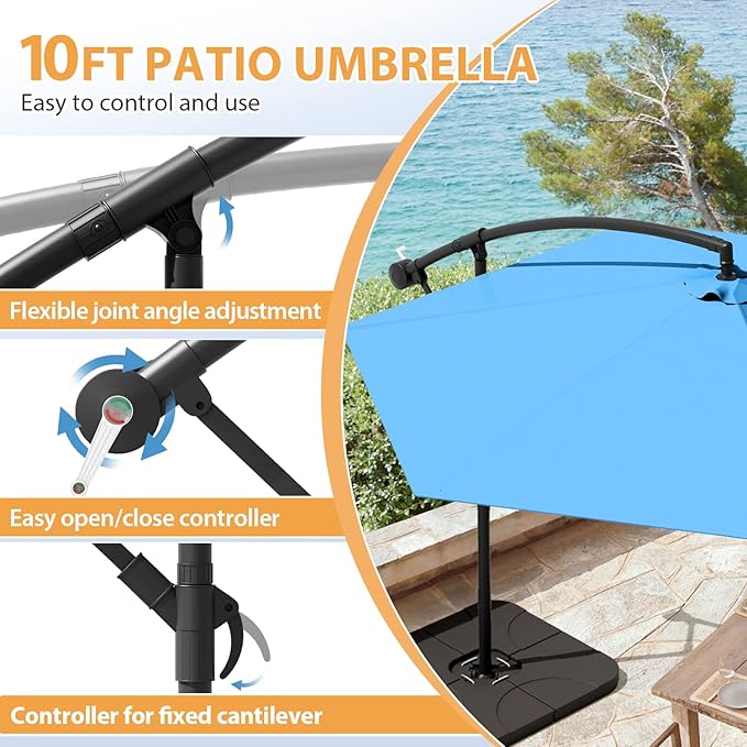 Greesum Patio Umbrella, Outdoor Table Umbrella with Push Button Tilt, Crank and 8 Sturdy Ribs
