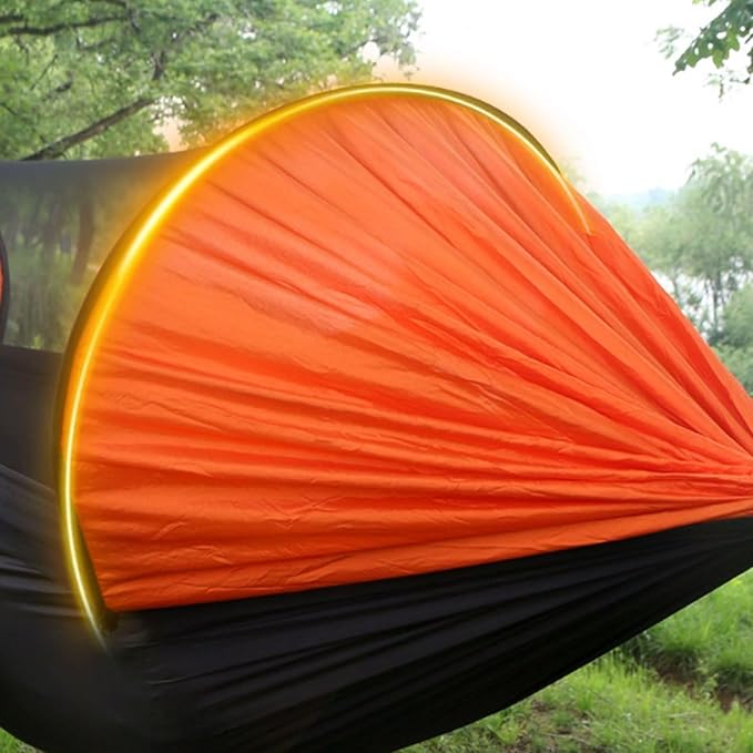 Portable Polyester Hammock Multifunctional Mesh Outdoor Camping Portable Large Space Tree Hanging Hammock Comfortable(Green)