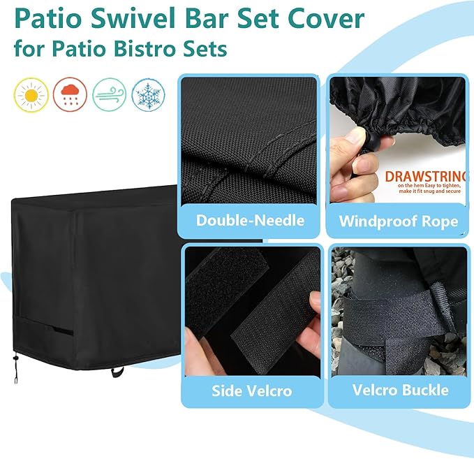 Oslimea Outdoor Bar Height Dining Set Cover, Heavy Duty Waterproof Patio Bar Height Table and Chair Cover for Rectangular 74"L Tall High Furniture Set, 74"L x 38.5"W x 41"H