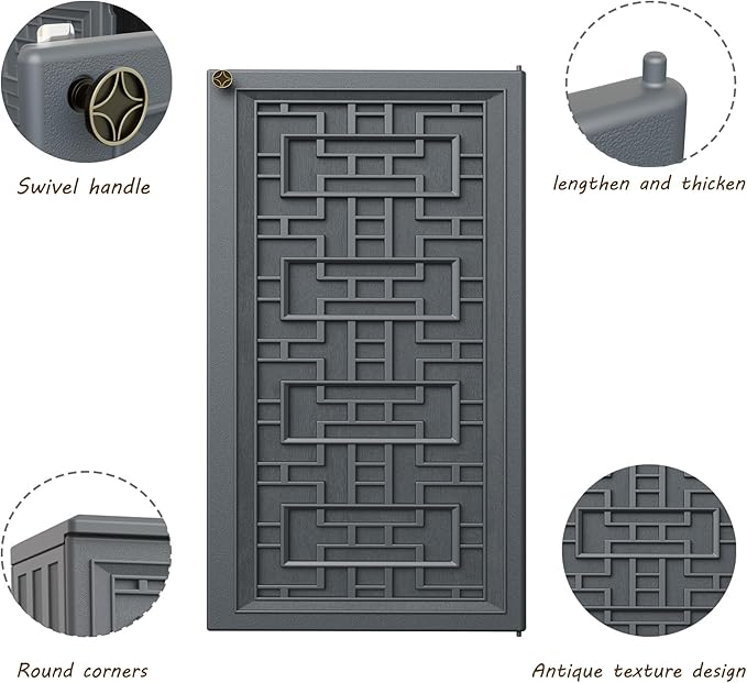 Mrosaa Indoor Outdoor Storage Cabinet Waterproof with Shelf,Plastic Storage Sheds Outdoor Cabinets for Patio/Garden/Backyard, Size 34.3''L*15''W*36.2''H（Gray）