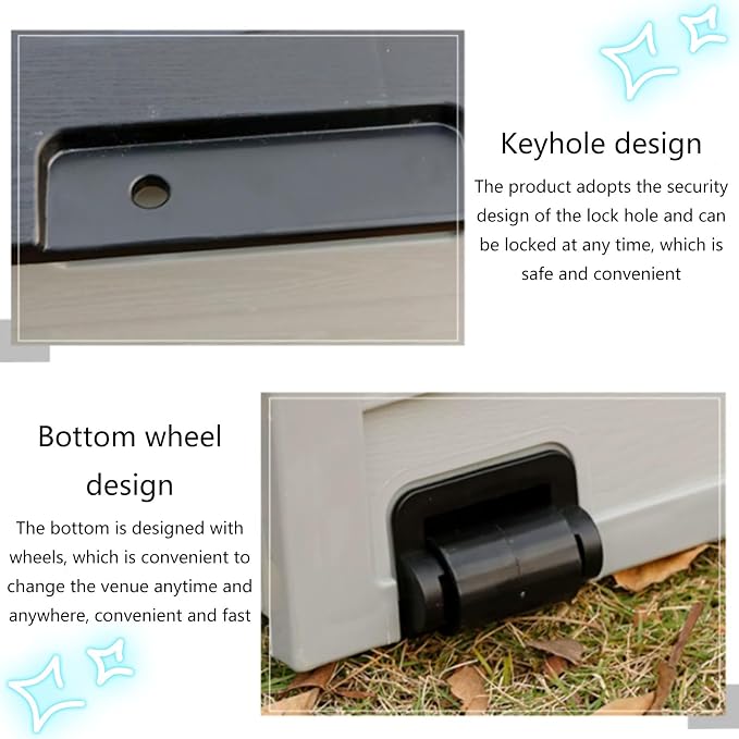 76 Gallon Large Deck Box,Deck Box Outdoor Storage Boxes ,Outdoor storage organizer with lock opening,Waterproof Outdoor Storage Box with Bottom Pulleys, for Patio Furniture ( Color : Gray , Size : 76
