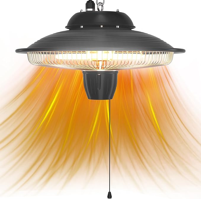 Hanging Patio Heater 1500W/750W, IP34 Waterproof Electric Patio Heater, Ceiling Mount Heater Infrared Gazebo Heater, Heater for Garage Indoor Outdoor Use for Porch Balcony