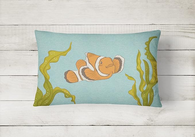 Caroline's Treasures BB8543PW1216 Clown Fish Canvas Fabric Decorative Pillow Machine Washable, Indoor Outdoor Decorative Pillow for Couch, Bed or Patio, 12HX16W