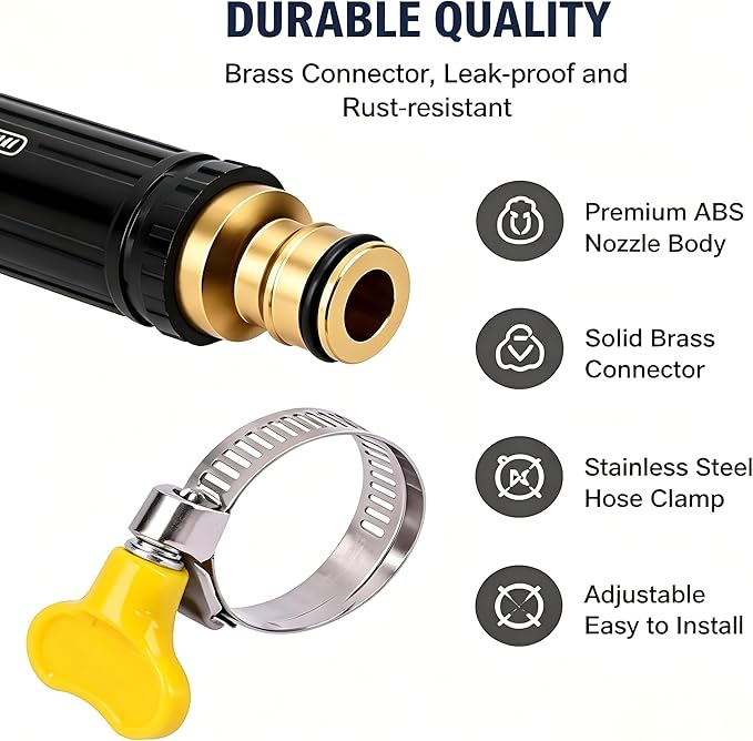 Home High-Pressure Car Wash Water Gun with Booster Nozzle, Suitable for Car Washing, Plant and Vegetable Watering