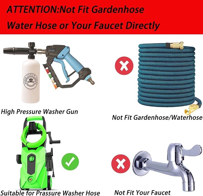 GDHXW 5000 PSI High Power Pressure Washer Gun with Swivel,with Foam Cannon 2 Adapter 5 Pressure Washer Nozzles