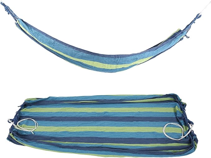 Portable Single Double Camping Hammock, Outdoor Garden Hammock, High Strength Lightweight Travel Hammock with Storage Bag for Hiking Backpacking and Backyard Relaxation (Blue)