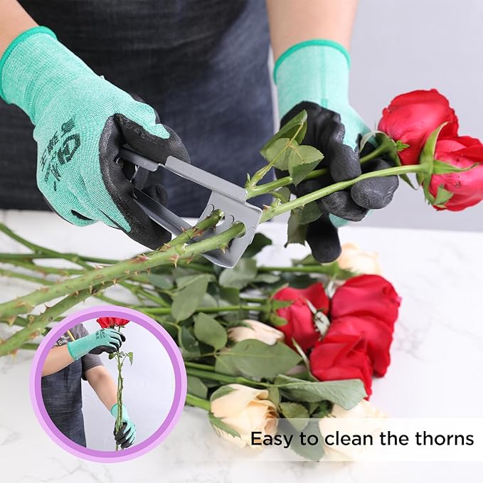 LuFOX 5 Pieces Rose Thorn Stripper Tool Kit Thorn and Leaf Stripping Tool with Garden Golves and Garden Scissor for Gardening Flower Arrangement