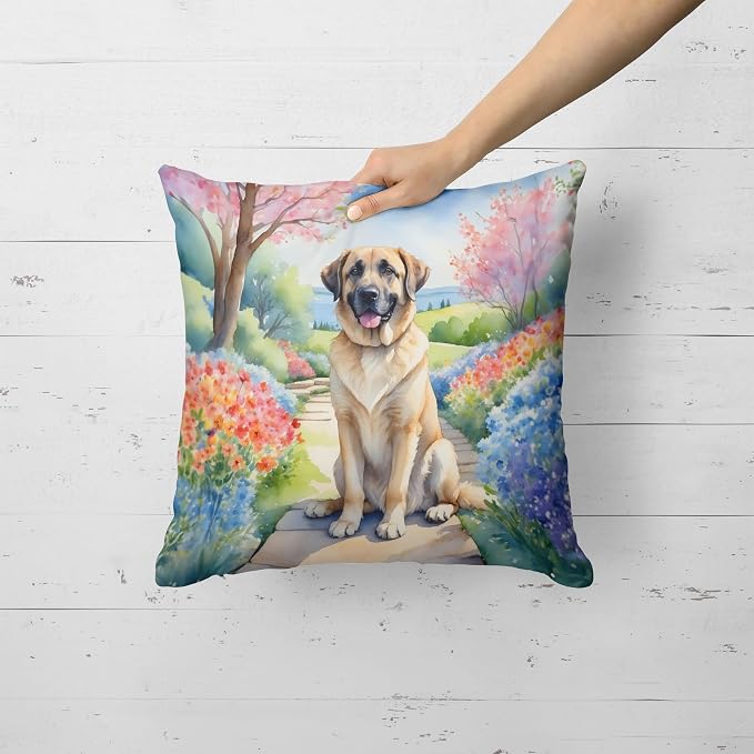 Caroline's Treasures Anatolian Shepherd Spring Garden Throw Pillow Machine Washable, Indoor Outdoor Decorative Pillow for Couch, Bed or Patio, 18Hx18W
