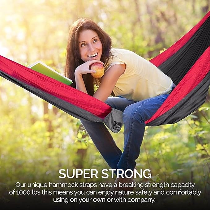 NOBRIM Camping Hammock Light Portable Hammock Nylon Color Matching Hammock Outdoor High Capacity for Double Person Recreation Vacation