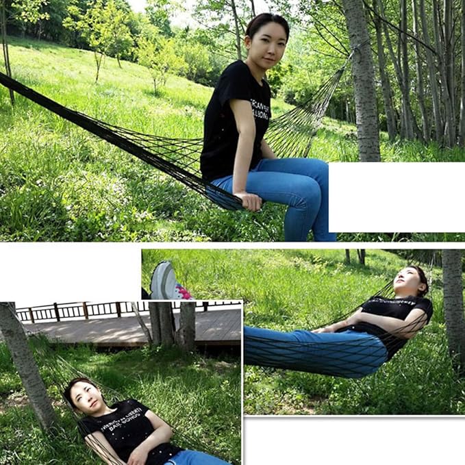 FOMIYES Outdoor Portable Hammock Mesh Nylon Camping Leisure Hammock for Adults 230x80cm Green 5.5mm Rope Garden Travel Swing