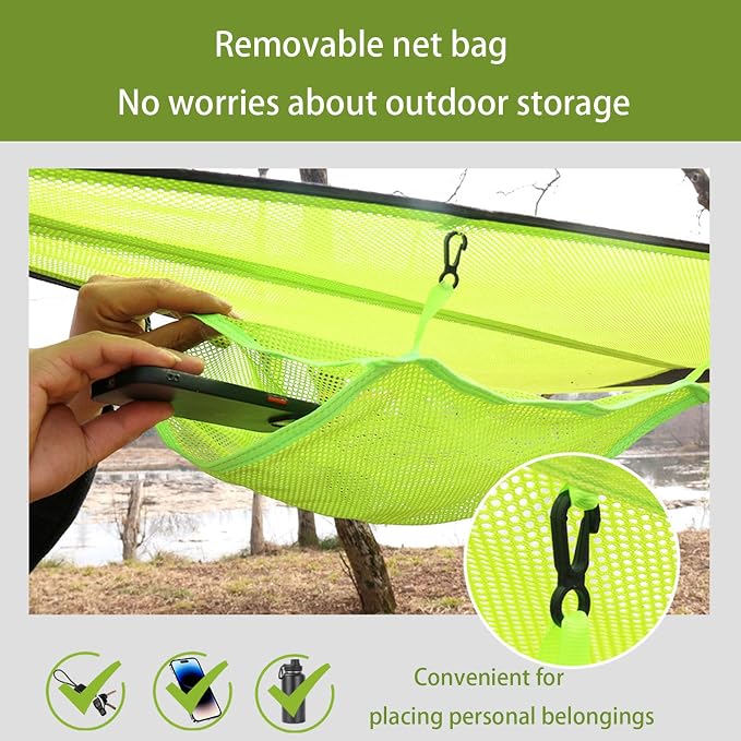 Multi-person triangular hammock, aerial camping hammock, suspended type, suitable for outdoor adventures, hiking, backyards, and gardens, includes straps, buckles, and storage bag (Black, 110in*110in)