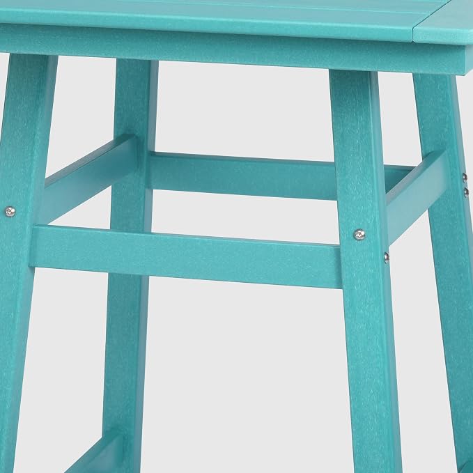 WestinTrends Malibu Square Outdoor Patio Counter High Bistro Bar Table with Umbrella Hole 37" Tall, Turquoise