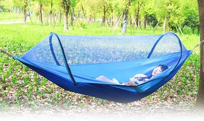 Portable Hammock, Mosquito Net for Hammockbuilt Net High Load Bearing, Perfect for Backpacking Hiking(Blue,260 * 140cm)