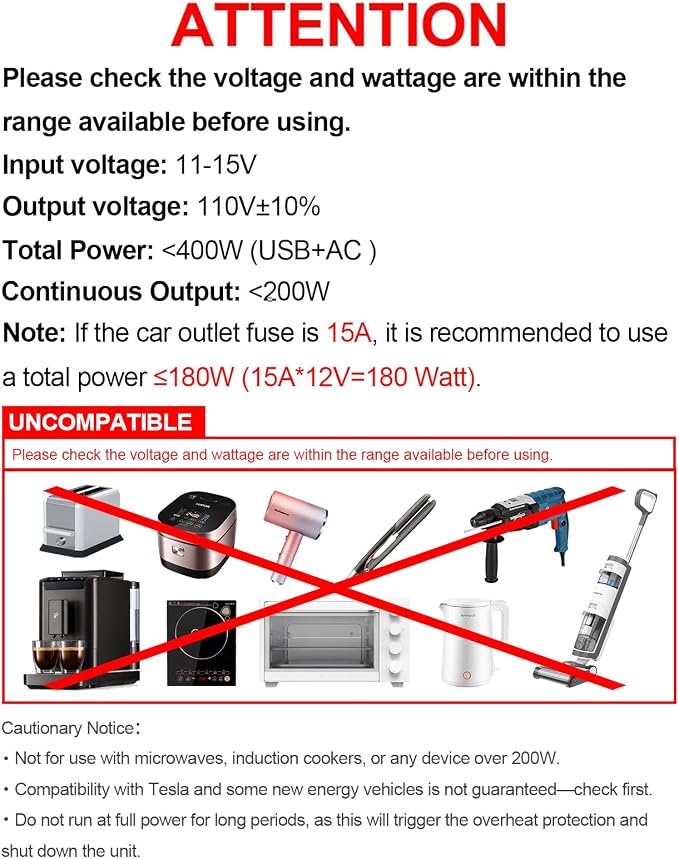 400W Car Power Inverter 12V to 110V AC｜24W+65W USB C, Laptop Charger | 65w Fast Charger,2 AC Output,Aluminum alloy casing