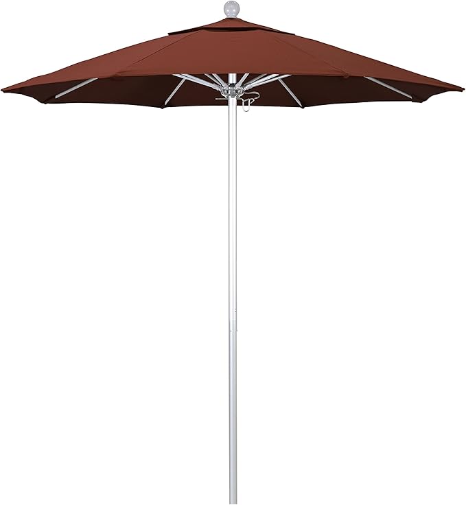 California Umbrella 7.5' Rd. Venture Series Contract Grade Patio Umbrella, Push Open Pin Stop, Silver Finish, Sunbrella Spectrum Cilantro