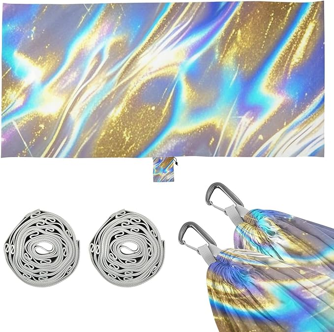 Neon Colored Acid Abstract 330lb Capacity Camping Hammock with Hanging Rope Hanging Hammock for Indoor Outdoor Patio Base para hamacas