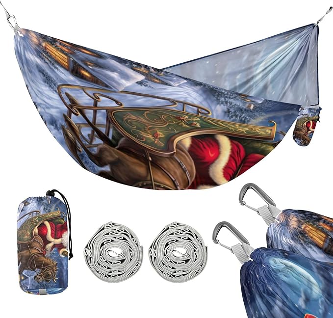 FRMG Christmas Santa Claus Hammock 500 lbs Capacity Portable Hammocks with Tree Straps & Attached Carry Bag, Camping Essentials Gear 2011941a