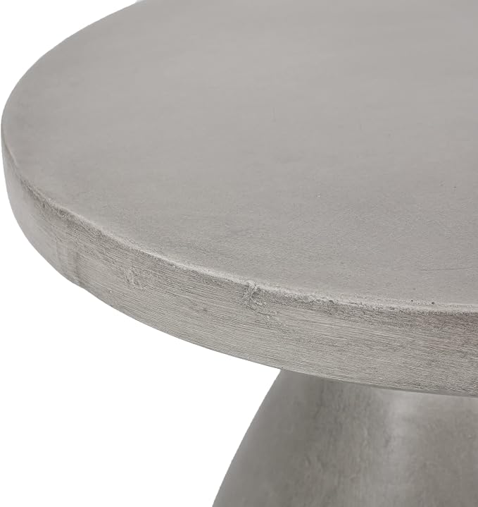 Outdoor Side Table 18" Hourglass Shape Lightweight Concrete-Look Outdoor Indoor Accent Table Decorative Garden Stools, for Patio Porch Living Room, Grey
