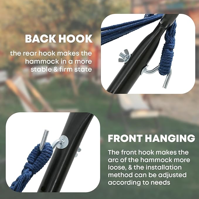 Double Hammock with Space Saving Steel Stand,(450 lb Capacity - Premium Carry Bag Included),Portable Hammock with Heavy Duty Steel Stand for Backyard,Camping or Garden,Blue