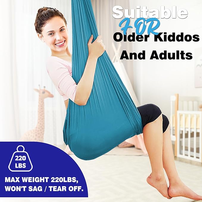 Indoor Therapy Sensory Swing, Special Needs Joy Cuddle Ceiling Snuggle Swings, Outdoor Room Adjustable Fabric Hammock, ADHD, Aspergers, Autism, Sensory Integration, Kids Boy Girl Children Teens Gift
