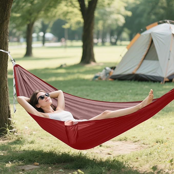 Maroon Solid Color Pure Plain Burgundy 330lb Capacity Outdoor Hammock with Portabl Carry Bag Swing Hammock for Camping Travel Accessories capas para la Lluvia