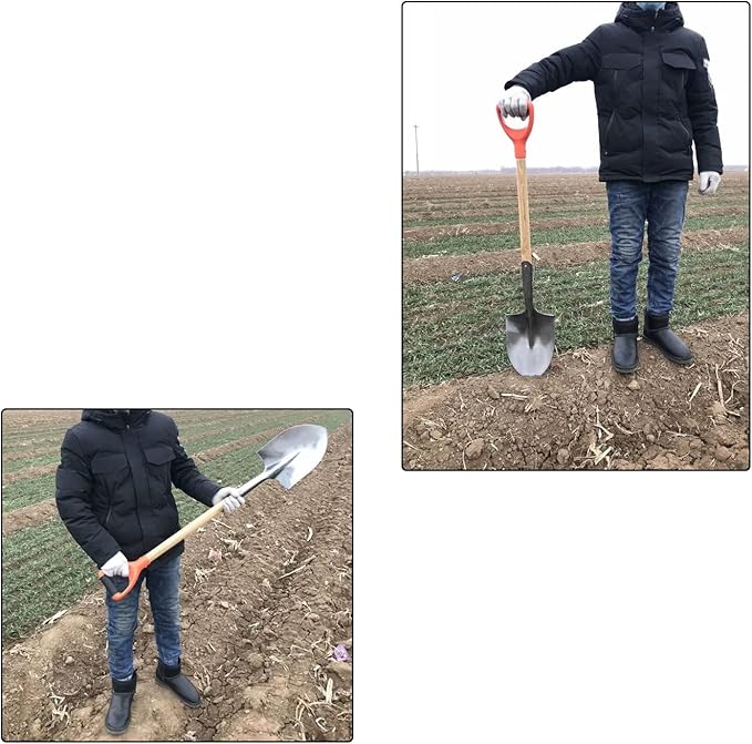 MroMax Shovel D Grip Handle, 1-1/4" Inner Diameter 32mm PVC Spade Snow Shovel Replacement Handle Garden Accessories for Digging Raking Tool Curved Orange