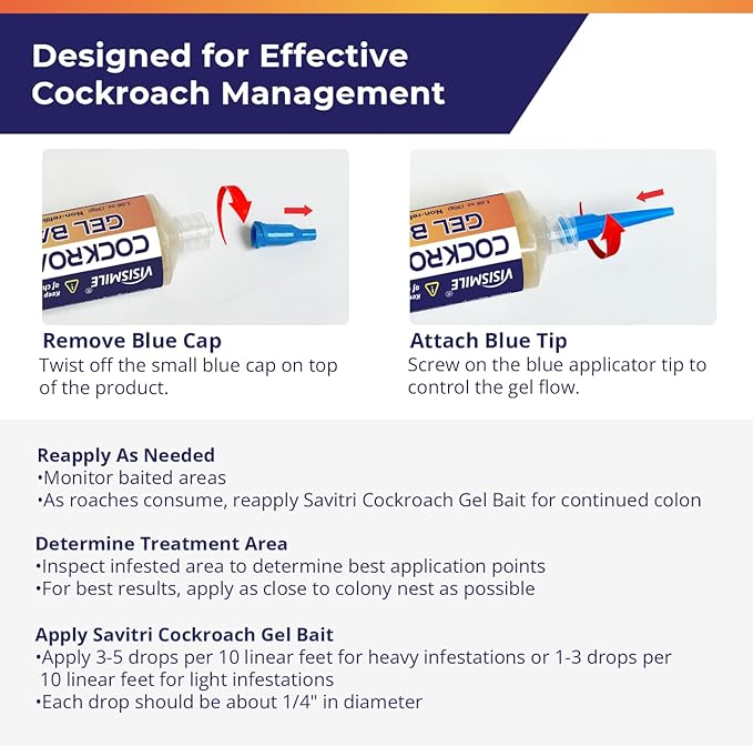 Roach Gel Bait Indoor and Outdoor: Cockroach Killer Repellents for German Cockroaches, Small Roaches – Cockroach Deterrent for Homes and Kitchens – Pet Safe Roach Control 4-Tubes