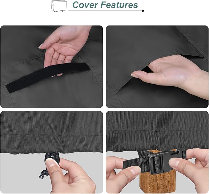 Patio Coffee Table Cover, Waterproof Rectangular Small Side Table Cover for Outdoor Furniture 36L x 22W x 18H inch, Black