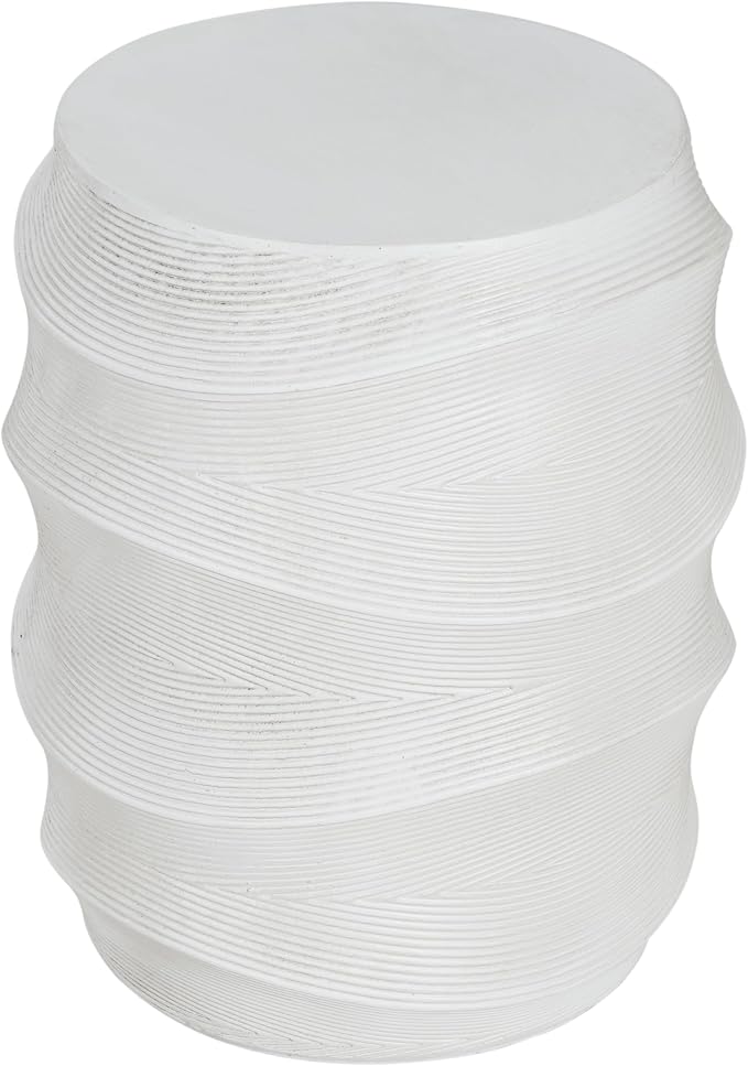 White Outdoor Side Table, Antique-Style MgO