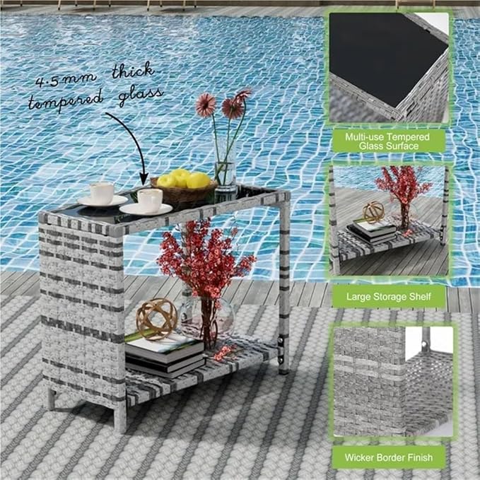 5-Piece Outdoor Patio Furniture Set with Chairs Ottomans Wicker Patio Conversation Set Outdoor Sofa with Cushions for Garden and Backyard