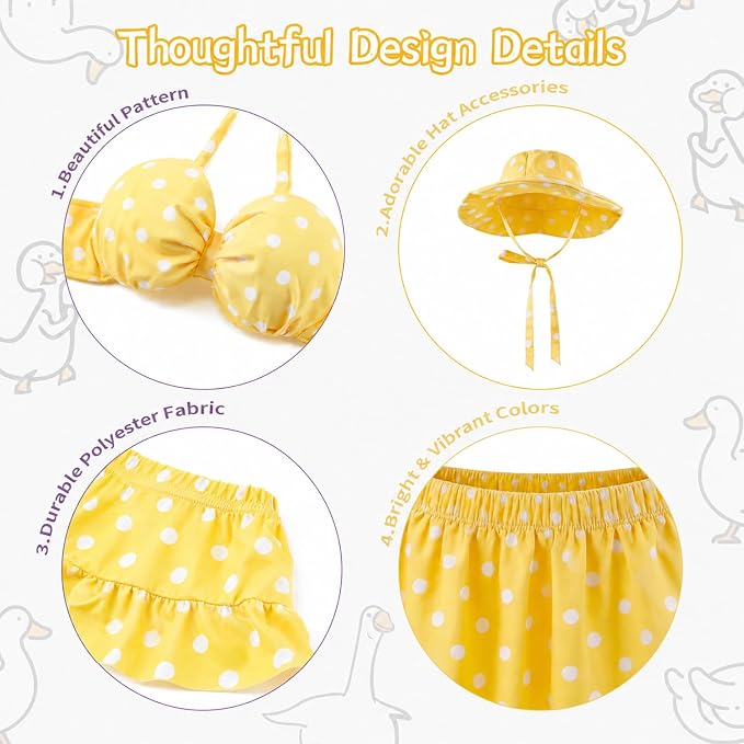 Summer Bikini Porch Goose Outfits – Yellow Swimsuit Goose Clothes with Sun Hat & Heart Sunglass, Cute Patio Lawn Garden Decor for 23 Inch Lawn Goose