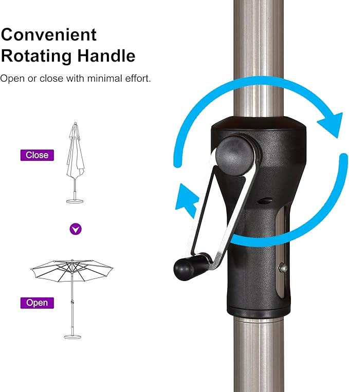 PURPLE LEAF 11' Round Patio Umbrella, Aluminum Outdoor Umbrella for 3 Year Fade Resistant, Sturdy Market Umbrella for Deck Garden, Patio, or Lawn