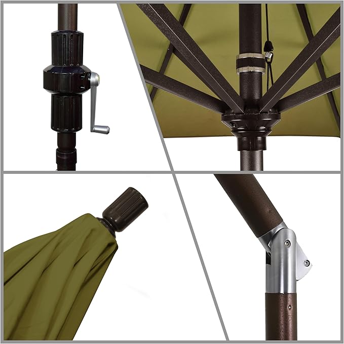 California Umbrella 7.5' Rd. Aluminum Patio Umbrella, Crank Lift, Collar Tilt, Bronze Pole