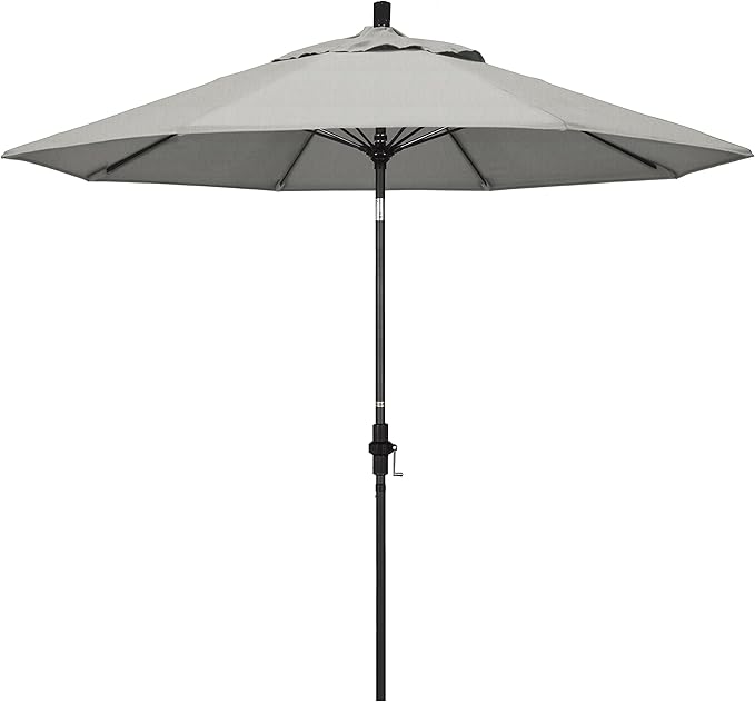 California Umbrella 9' Round Crank Lift, Collar Tilt, Aluminum Pole, Fiberglass Rib Patio Umbrella,