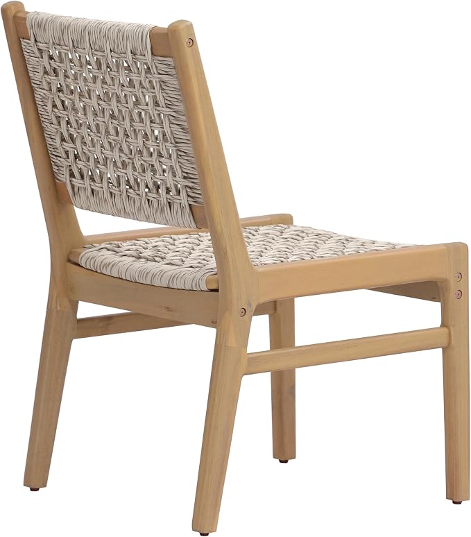 Christopher Knight Home Chuse Acacia Wood Dining Table Set for 6, Solid Wood Outdoor Dining Set for 6, 7 Piece Oval Patio Dining Table and Chair Set with Wicker Seat & Back, Light Gray + Light Teak