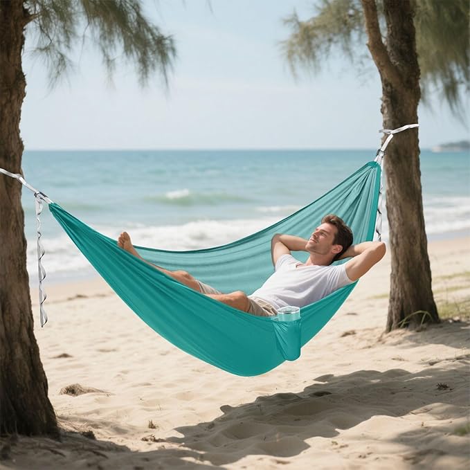 Blue-Green Solid Color Pure Plain 330lb Capacity Outdoor Hammocks with Hanging Rope Indoor Hammock for Outside Patio Garden hamacas para Deck