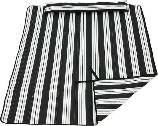 Lazy Daze Hammocks 2 Person Hammock Pad and Pillow Set, Double Polyester Quilted 78" x55" Replacement Pad for Rope Hammock, Black Stripes